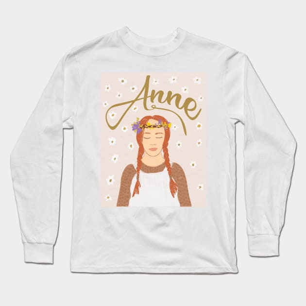 Anne with an E, ,Ae of Green Gables portrait Long Sleeve T-Shirt by FreckledBliss